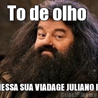 To de olho  NESSA SUA VIADAGE JULIANO !!!
