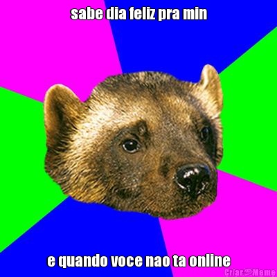 sabe dia feliz pra min e quando voce nao ta online
