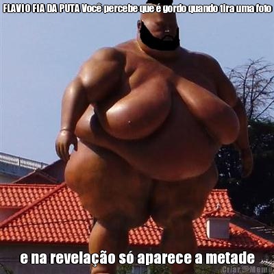 FLAVIO FIA DA PUTA Voc� percebe que � gordo quando tira uma foto e na revela��o s� aparece a metade
