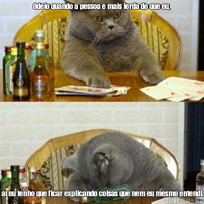 Odeio quando a pessoa � mais lerda do que eu,   a� eu tenho que ficar explicando coisas que nem eu mesmo entendi.