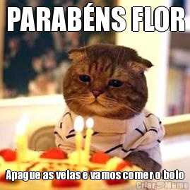 PARAB�NS FLOR Apague as velas e vamos comer o bolo