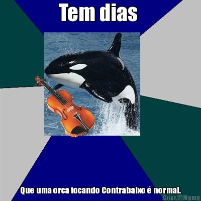Tem dias  Que uma orca tocando Contrabaixo � normal.