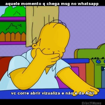 aquele momento q chega msg no whatsapp  vc corre abrir vizualiza e n�o � da Adri