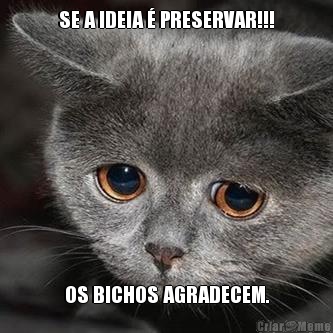 SE A IDEIA � PRESERVAR!!! OS BICHOS AGRADECEM.