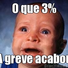 O que 3% A greve acabou