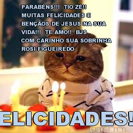 PARAB�NS!!!  TIO Z�!! 
MUITAS FELICIDADES E
BEN��OS DE JESUS NA SUA
VIDA!!!  TE AMO!!  BJS 
COM CARINHO SUA SOBRINHA
ROSI FIGUEIREDO FELICIDADES!!!!