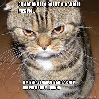 EU ARRANHEI O SOFA DO GABRIEL
MESMO... O MISERAVI NAO QUIS ME DAR NEM
UM PINTINHO MIUDINHO