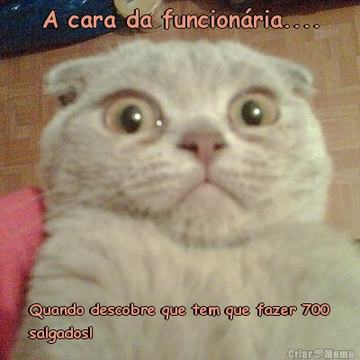 A cara da funcion�ria.... Quando descobre que tem que fazer 700
salgados!