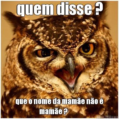 quem disse ? que o nome da mam�e n�o �
                    mam�e ?
