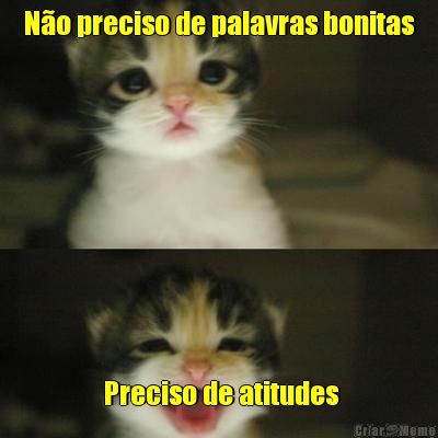 Não preciso de palavras bonitas  Preciso de atitudes
