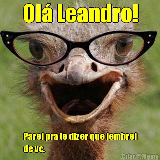 Ol� Leandro! Parei pra te dizer que lembrei
de vc.