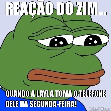 REA��O DO ZIM... QUANDO A LAYLA TOMA O TELEFONE
DELE NA SEGUNDA-FEIRA!