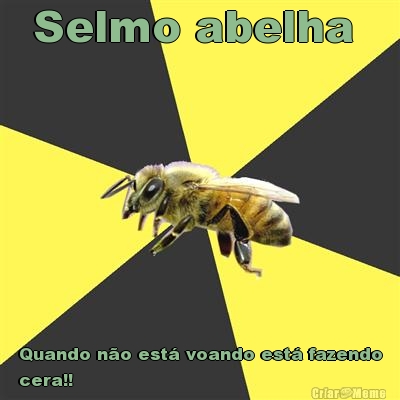 Selmo abelha  Quando n�o est� voando est� fazendo
cera!!