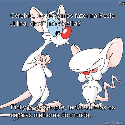 C�rebro, o que vamos fazer na Festa
Julina, dia 1�, no Cec�lia? Pinky, o de sempre, tentar sermos os
caipiras melhores do mundo...