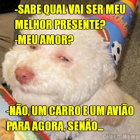 -SABE QUAL VAI SER MEU
MELHOR PRESENTE?
-MEU AMOR?
 -N�O, UM CARRO E UM AVI�O
PARA AGORA, SEN�O...