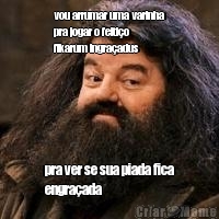 vou arrumar uma varinha
pra jogar o feiti�o
fikarum ingra�adus pra ver se sua piada fica
engra�ada
