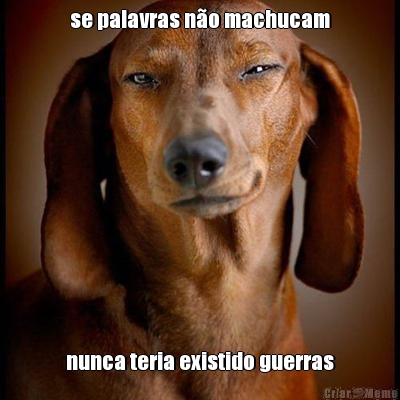 se palavras n�o machucam nunca teria existido guerras