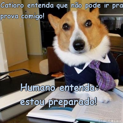 Catioro entenda que n�o pode ir pra
prova comigo! Humano entenda: 
estou preparado!