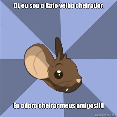 Oi, eu sou o Rato velho cheirador. Eu adoro cheirar meus amigos!!!!
