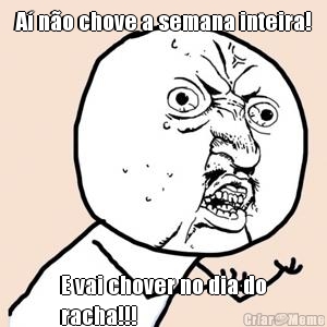 A� n�o chove a semana inteira! E vai chover no dia do
racha!!!