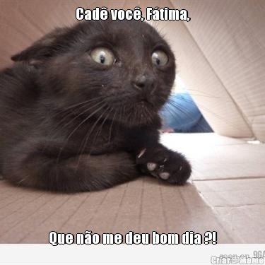 Cad� voc�, F�tima, Que n�o me deu bom dia ?!