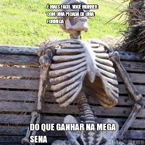 � MAIS F�CIL VOC� MORRER
COM UMA PICADA DE UMA
FORMIGA DO QUE GANHAR NA MEGA
SENA