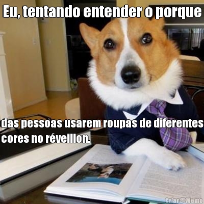 Eu, tentando entender o porque das pessoas usarem roupas de diferentes
cores no r�veillon.