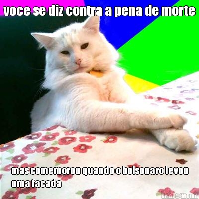 voce se diz contra a pena de morte mas comemorou quando o bolsonaro levou
uma facada