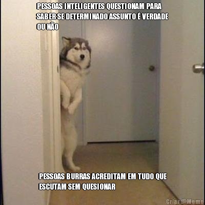PESSOAS INTELIGENTES QUESTIONAM PARA
SABER SE DETERMINADO ASSUNTO � VERDADE
OU N�O PESSOAS BURRAS ACREDITAM EM TUDO QUE
ESCUTAM SEM QUESIONAR
