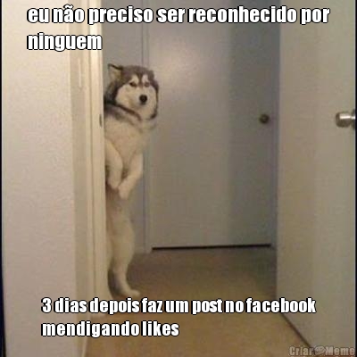 eu n�o preciso ser reconhecido por
ninguem 3 dias depois faz um post no facebook
mendigando likes