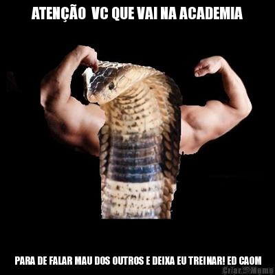 ATEN��O  VC QUE VAI NA ACADEMIA PARA DE FALAR MAU DOS OUTROS E DEIXA EU TREINAR! ED CAOM