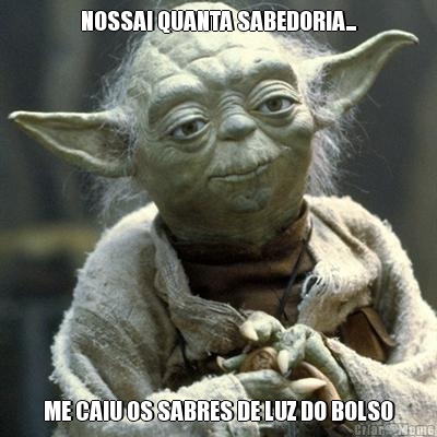 NOSSA! QUANTA SABEDORIA... ME CAIU OS SABRES DE LUZ DO BOLSO