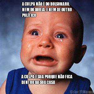 A CULPA N�O � DO BOLSONARO,
NEM DO D�RIA, E NEM DE OUTRO
POL�TICO A CULPA � SUA PORQUE N�O FICA
DENTRO DA SUA CASA