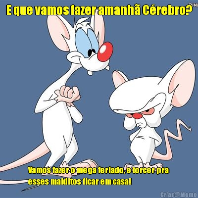 E que vamos fazer amanh� C�rebro? Vamos fazer o mega feriado, e torcer pra
esses malditos ficar em casa!