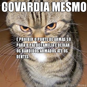 COVARDIA MESMO � PROIBIR O PORTE DE ARMAS S�
PARA O PAI DE FAM�LIA E DEIXAR
OS BANDIDOS ARMADOS AT� OS
DENTES