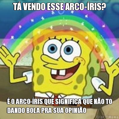 T� VENDO ESSE ARCO-�RIS? � O ARCO-�RIS QUE SIGNIFICA QUE N�O TO
DANDO BOLA PRA SUA OPINI�O