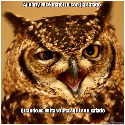 A� Gaby voc� matou o coruja safado  Quando vc volta vou t� aqui seu xafado