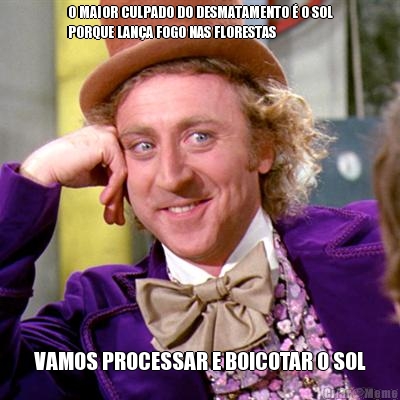 O MAIOR CULPADO DO DESMATAMENTO � O SOL
PORQUE LAN�A FOGO NAS FLORESTAS VAMOS PROCESSAR E BOICOTAR O SOL