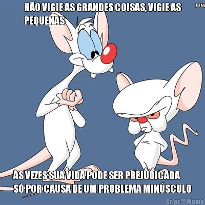 N�O VIGIE AS GRANDES COISAS, VIGIE AS
PEQUENAS �S VEZES SUA VIDA PODE SER PREJUDICADA
S� POR CAUSA DE UM PROBLEMA MIN�SCULO