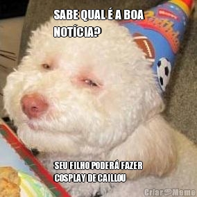 SABE QUAL � A BOA
NOT�CIA? SEU FILHO PODER� FAZER
COSPLAY DE CAILLOU