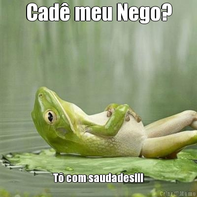 Cad� meu Nego? T� com saudades!!!