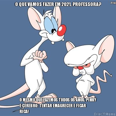 O QUE VAMOS FAZER EM 2021, PROFESSORA? O MESMO QUE FAZEMOS TODOS OS ANOS, PINKY
E C�REBRO: TENTAR EMAGRECER E FICAR
RICA!