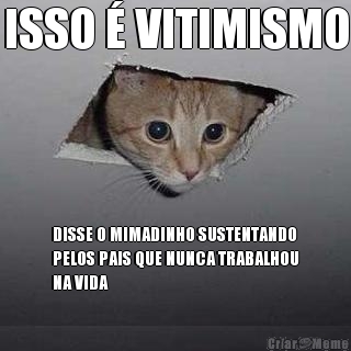 ISSO � VITIMISMO DISSE O MIMADINHO SUSTENTANDO
PELOS PAIS QUE NUNCA TRABALHOU
NA VIDA