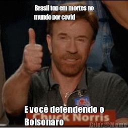 Brasil top em mortes no
mundo por covid E voc� defendendo o
Bolsonaro 