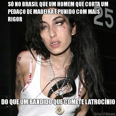 S� NO BRASIL QUE UM HOMEM QUE CORTA UM
PEDA�O DE MADEIRA � PUNIDO COM MAIS
RIGOR DO QUE UM BANDIDO QUE COMETE LATROC�NIO