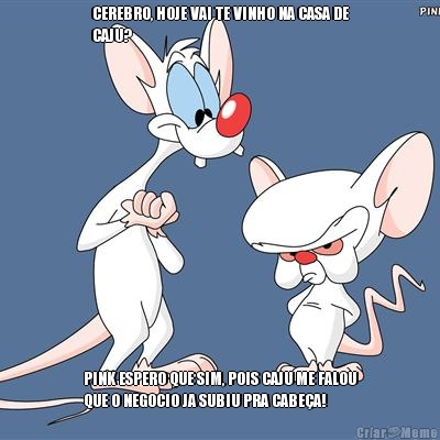 CEREBRO, HOJE VAI TE VINHO NA CASA DE
CAJU?  PINK ESPERO QUE SIM, POIS CAJU ME FALOU
QUE O NEGOCIO JA SUBIU PRA CABE�A!