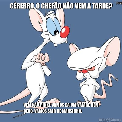 C�REBRO, O CHEF�O N�O VEM A TARDE? VEM N�O PINK!, VAMOS DA UM VAZARE BEM
CEDO, VAMOS SAIR DE MANSINHO.