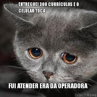 ENTREGUEI 300 CURR�CULOS E O
CELULAR TOCA FUI ATENDER ERA DA OPERADORA 