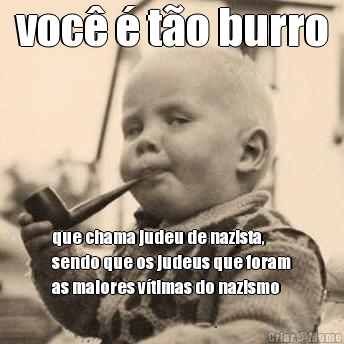 voc� � t�o burro que chama judeu de nazista,
sendo que os judeus que foram
as maiores v�timas do nazismo