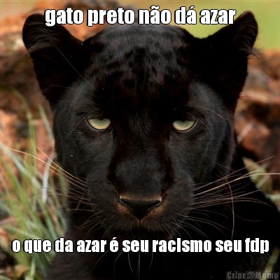 gato preto n�o d� azar o que da azar � seu racismo seu fdp